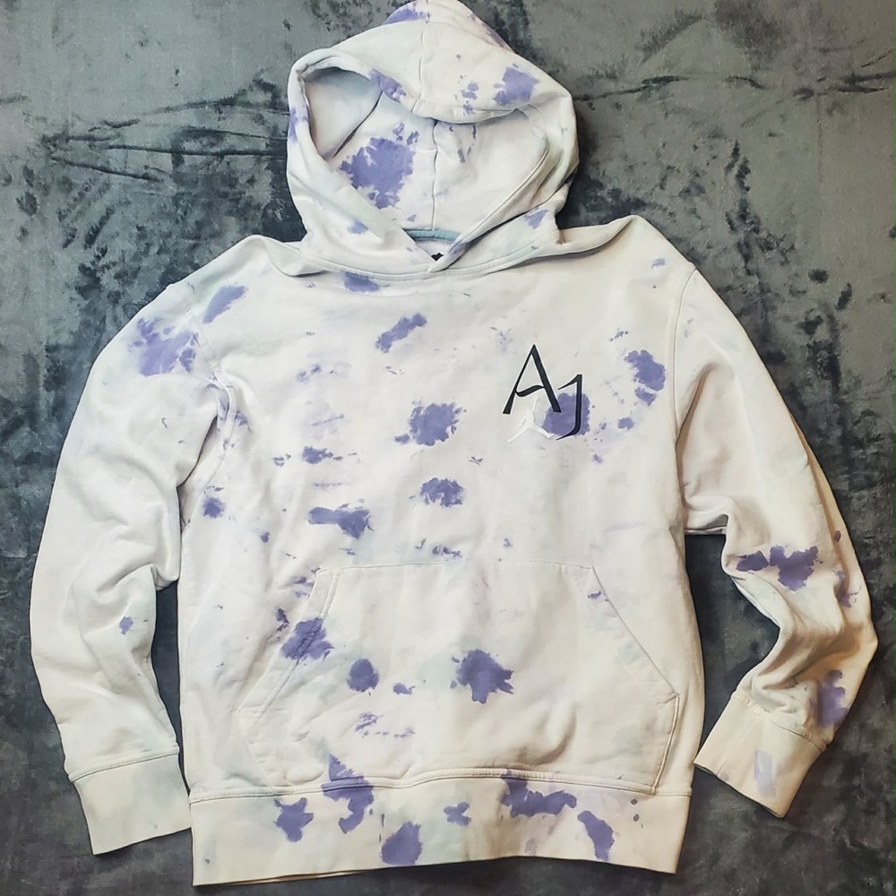 Jordan White Hoodie with Purple Details